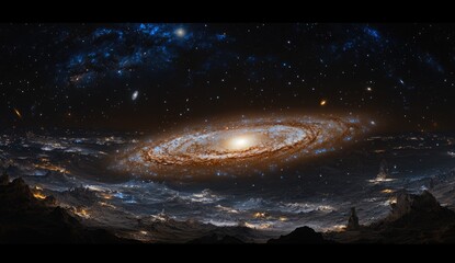 Wall Mural - cosmic panorama, swirling galaxy