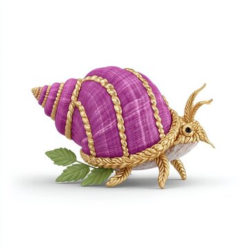 Whimsical Purple and Gold Snail Digital Illustration