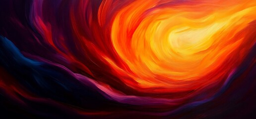 Leinwandbilder - Abstract fiery swirl composition with blending vibrant shades of orange and purple