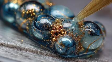 Poster - Close-up of shimmering beads with a sparkling texture and fine details.