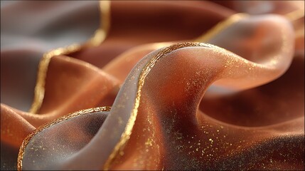 Poster - Abstract swirling fabric in warm tones with textured details and soft focus.