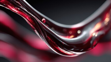 Poster - Fluid red abstract design with glossy curves and soft gradients.