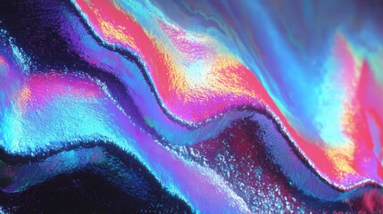 Poster - Colorful abstract waves with a shimmering texture and vibrant hues.