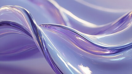 Poster - Abstract flowing waves in purple and silver tones create a soothing, artistic visual effect.