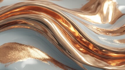 Poster - Abstract fluid shapes with metallic tones creating a dynamic visual effect.