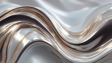 Poster - Abstract silver waves create a dynamic, smooth texture in this artistic image.