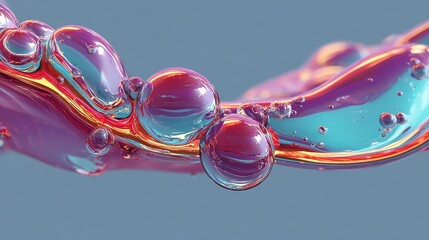Poster - Colorful liquid bubbles creating an abstract, fluid design against a soft background.