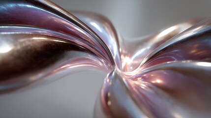 Poster - Shiny, abstract sculpture with flowing curves and reflective surfaces.