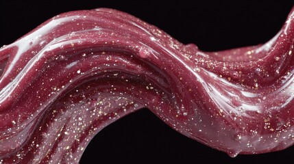 Poster - Swirling liquid with bubbles and shimmer against a dark background.