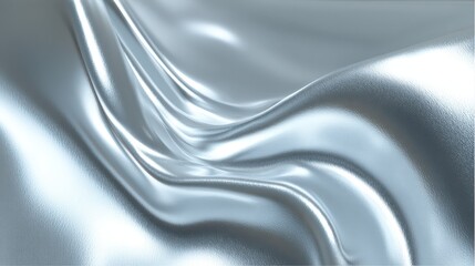 Poster - Shimmering silver fabric with elegant folds and smooth texture.