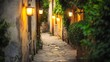 © ahmad - Evening stone alleyway, Italian village, warm light, charming ambiance, travel photography
