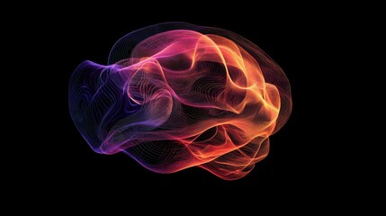 Poster - Abstract flowing lines gradient color art on a plain black background