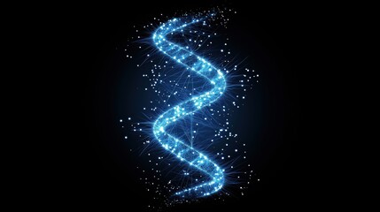 Poster - Glowing Blue Light Spiral with Sparkling Particles on a Black Background