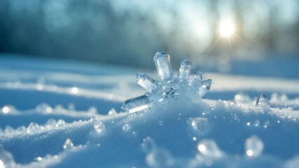 Poster - Macro shot of crystal ice with shallow depth of field sparkles in soft light, highlighting its breathtaking beauty.