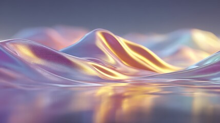 Poster - Abstract waves with shimmering colors and smooth textures reflecting light.