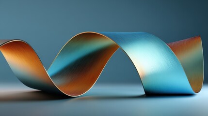 Poster - Abstract wavy shape in vibrant colors with a smooth texture against a simple background.
