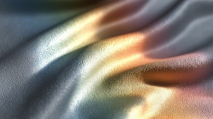 Poster - Shimmering fabric with smooth waves and iridescent colors reflecting light.