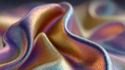 Poster - Shimmering silk fabric with flowing folds and vibrant colors.