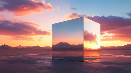 Wall Mural - reflective metallic cube
