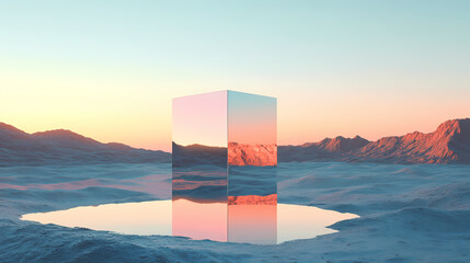 Wall Mural - reflective metallic cube