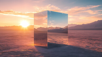 Wall Mural - reflective metallic cube