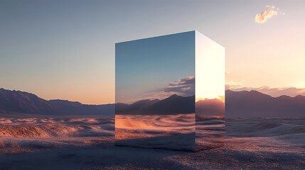 Wall Mural - reflective metallic cube