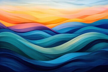 Fototapete - Abstract depiction of undulating colors and hills.