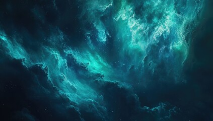 Wall Mural - deep space nebula, vibrant teal hues, swirling clouds of cosmic dust