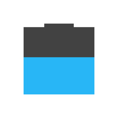 Poster - Illustration of a battery with a dark gray top and a light blue bottom on a white background view