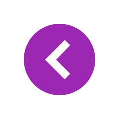 Aufkleber - White left arrow inside a purple circle pointing to the left direction on a white background view simple