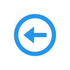 Aufkleber - A blue left arrow inside a blue circle pointing left direction on a white background simple graphic design