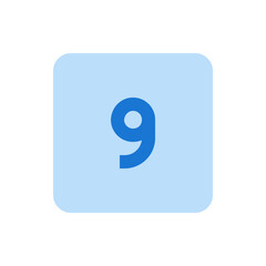 Poster - A square light blue background with rounded corners displaying a blue number nine in the center view