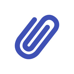 Poster - Illustration of a blue paperclip with rounded edges and a simple design on a white background space