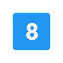 Poster - White number eight on a rounded corner blue square representing a digit or a numerical symbol icon design