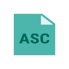 Poster - Illustration of a teal document with a folded corner and the letters asc in dark teal in the center