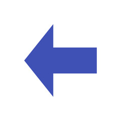 Poster - Illustration of a blue arrow pointing to the left direction on a white background in a simple design style