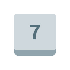 Poster - Illustration of the number seven in dark gray on a light gray rounded square with a darker gray base area