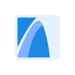 Poster - Abstract representation of a blue archway within a rounded square light blue border design element
