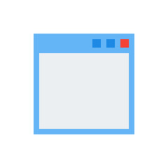 Poster - A simple illustration of a light blue window with two blue buttons and one red button at the top right