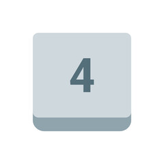 Poster - Illustration of a light gray square button with rounded corners displaying the number four in dark gray color