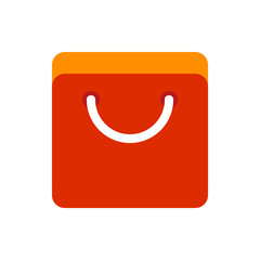 Poster - Illustration of a square shopping bag with rounded corners in orange and white color scheme design style