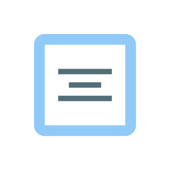 Poster - Light blue rounded square containing a white square with three horizontal gray lines inside it icon