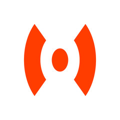 Poster - Abstract orange design featuring a central circle flanked by curved shapes on a white background design