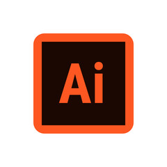 Poster - Illustration of the adobe illustrator logo featuring orange ai letters on a dark brown square shape with border