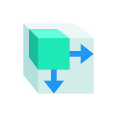 Poster - Illustration of a teal cube partially embedded in a larger cube with blue arrows indicating direction
