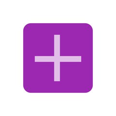 Poster - A purple square with rounded corners containing a light purple plus sign in the center of the image plane