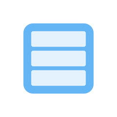 Poster - Illustration of a light blue rounded square containing three horizontal white rectangles with rounded corners