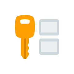 Poster - An illustration showing a golden key next to two rectangular shapes with rounded corners on a white background