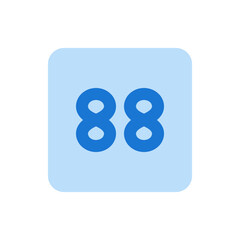 Poster - Illustration of the number eighty eight in blue on a rounded square light blue background design element