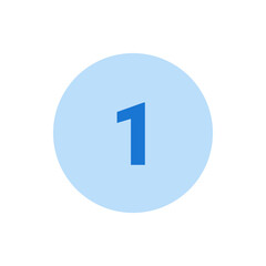 Poster - Illustration of the number one in blue on a light blue circle with a soft gradient on a white background field